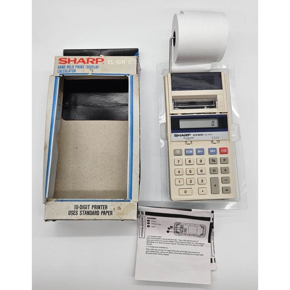 Vintage Sharp EL-1611‎ C Hand Held Print Display Calculator 10-Digit Printer